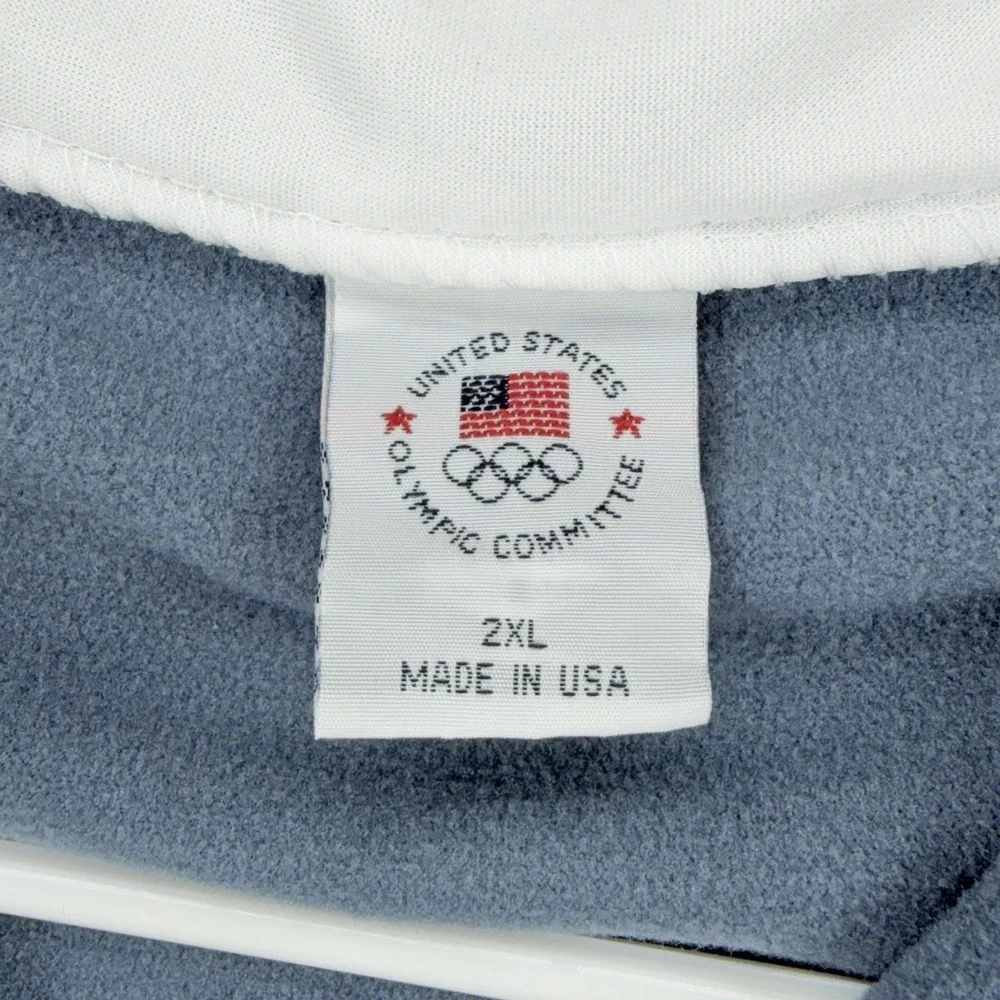 Vintage US Olympic Committee Track Jacket Mens 2XL White Gray Full Zip Team USA